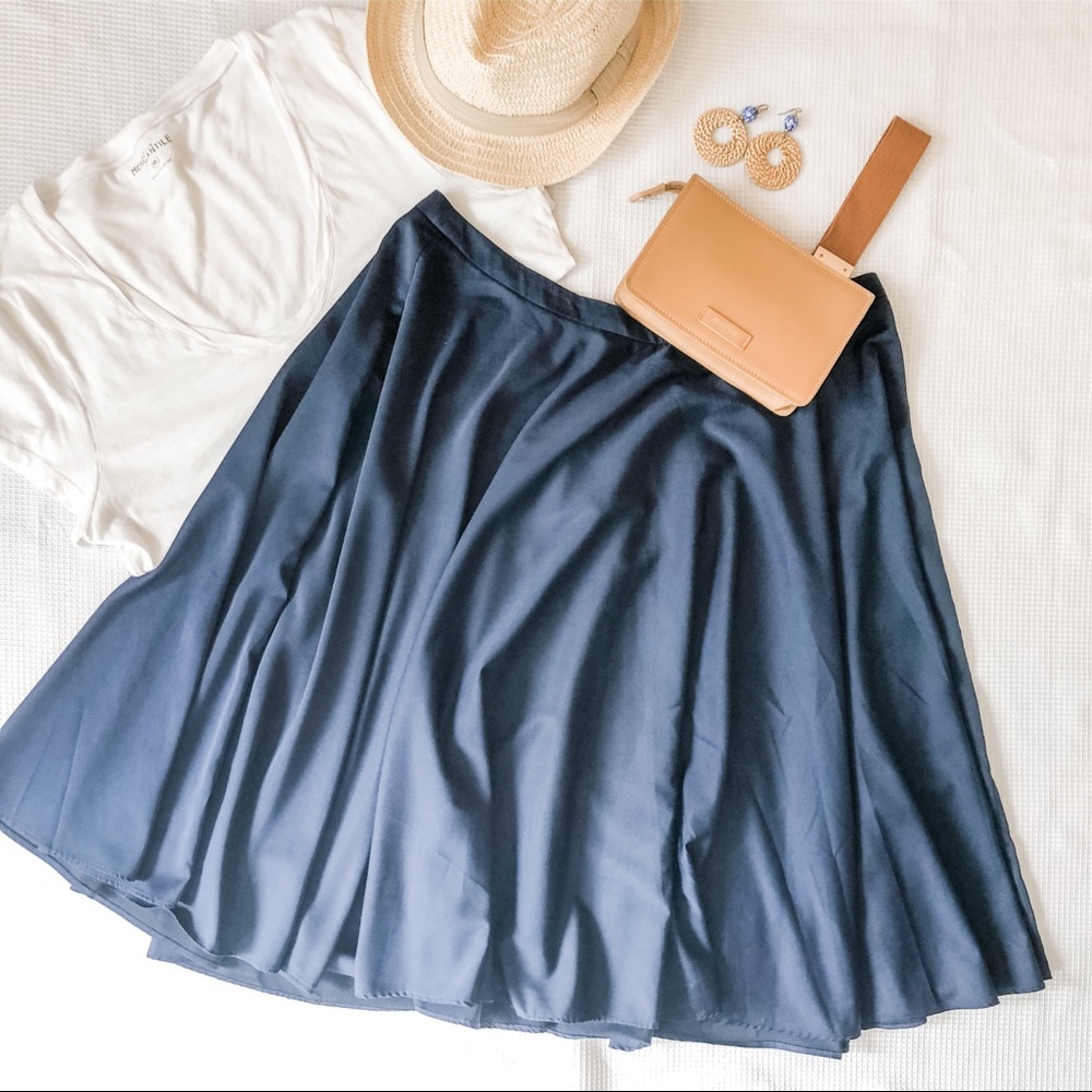 Navy blue swing skirt